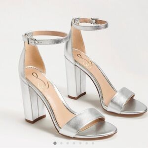 Sam Edelman Yaro Block Heel - Silver Leather, size 9.5
